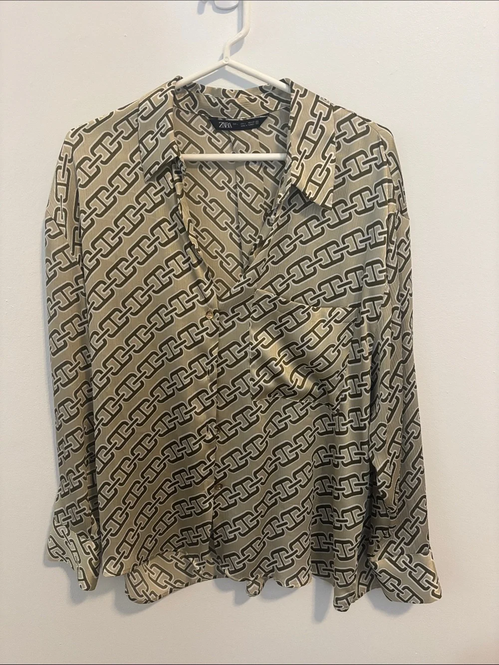 Zara Chain-Print Button-Up Shirt - Picture 1 of 5